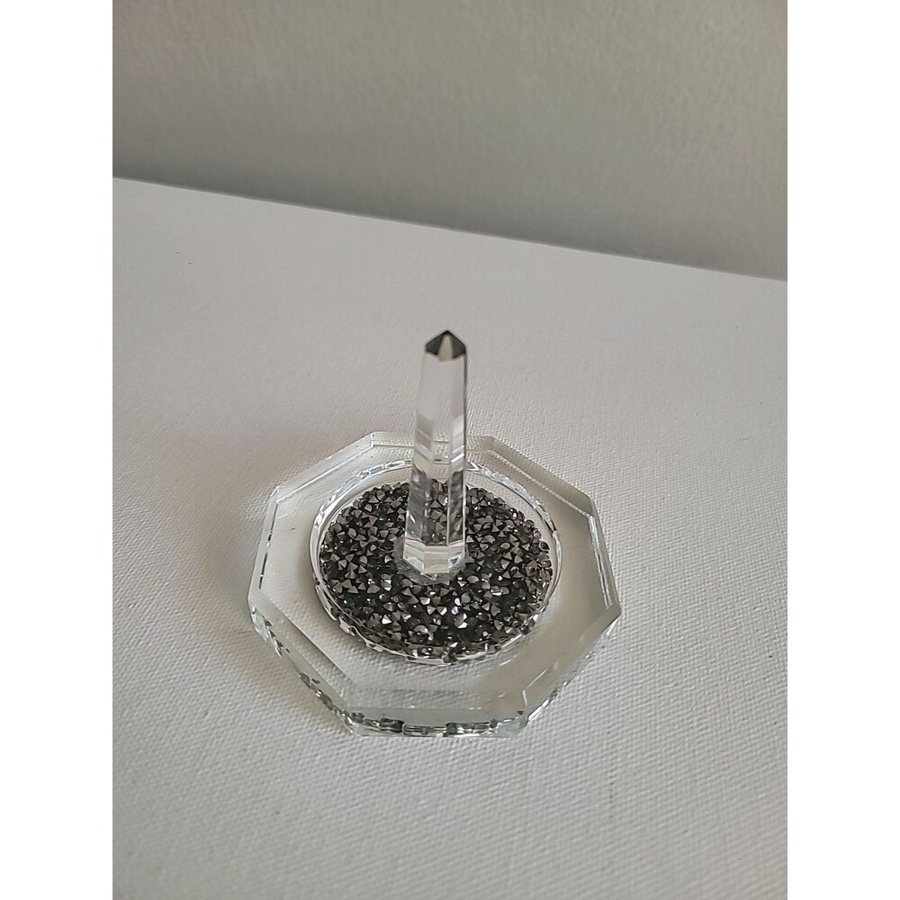 Oleg Cassini Crystal Diamond Ring Holder Signed